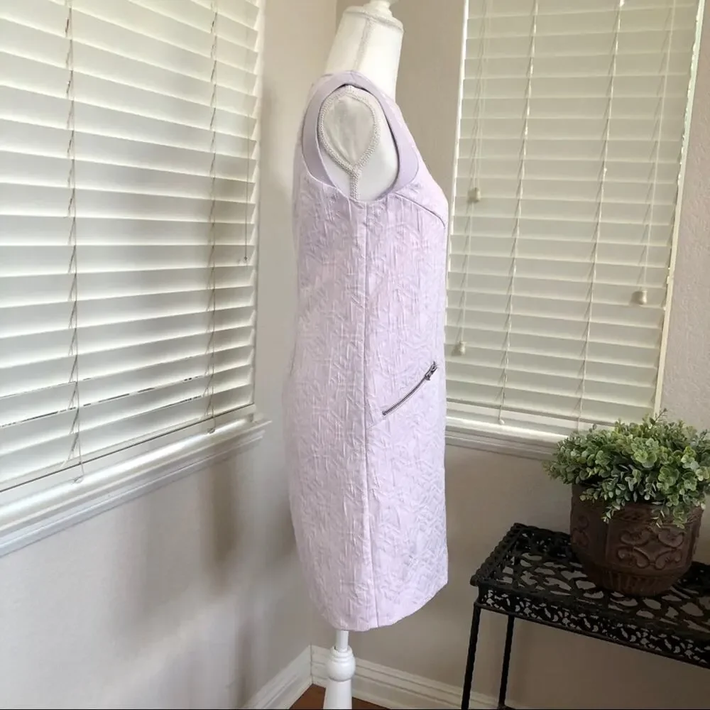 J.Crew Shift Dress Women’s XS Lilac Textured Sleeveless Zipper Pocket Career